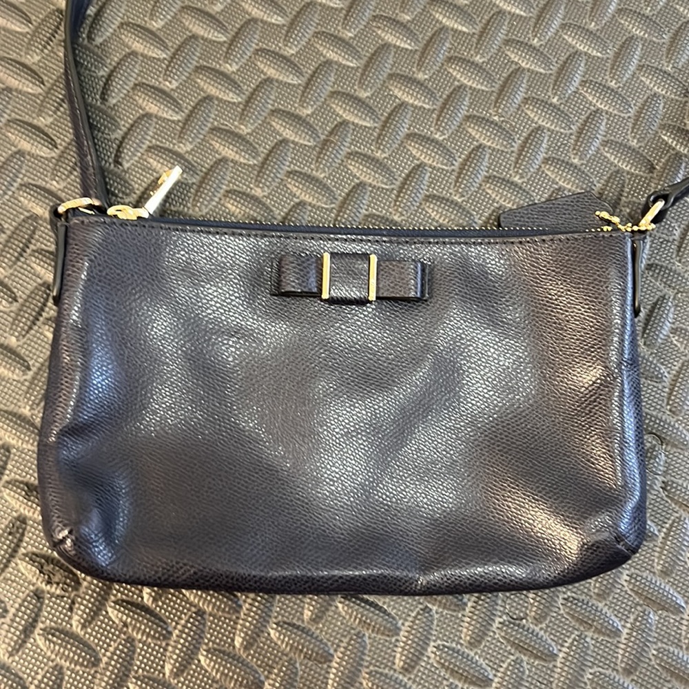 Coach Dark Navy Leather Crossbody Bag with Bow Accent